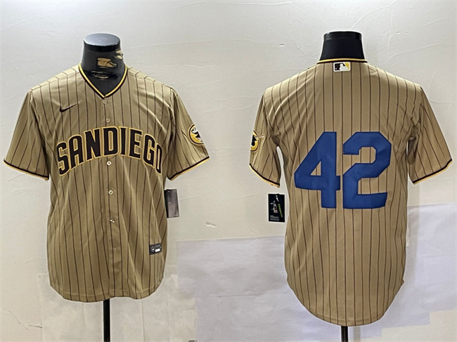 Personalized Men’s San Diego Padres #42 Jackie Robinson Tan Cool Base Stitched Baseball Jersey