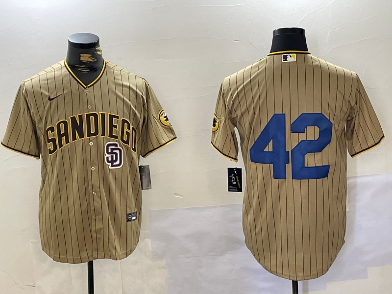 Personalized Men’s San Diego Padres #42 Jackie Robinson Tan Cool Base Stitched Baseball Jerseys