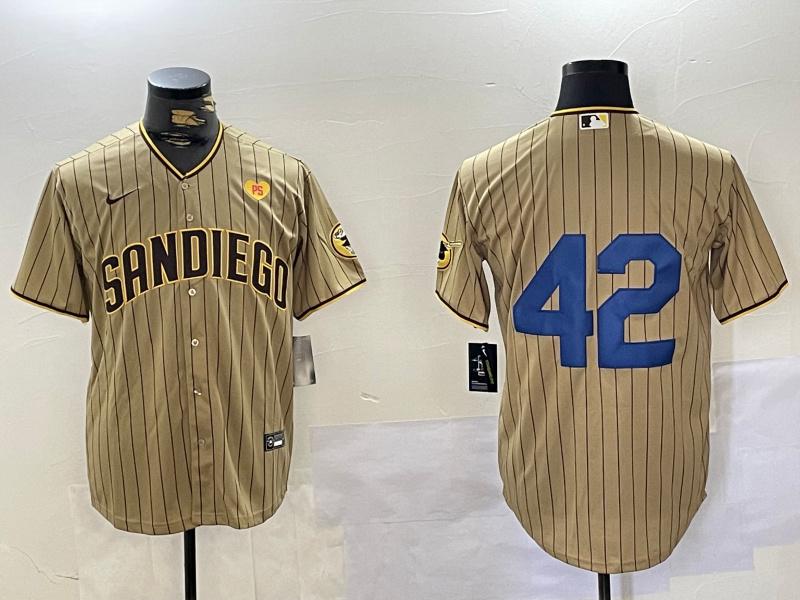 Personalized Men’s San Diego Padres #42 Jackie Robinson Tan Cool Base Stitched Baseball Jerseys
