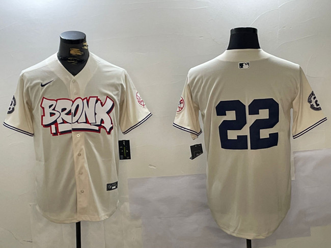 Personalized Men’s New York Yankees #22 Juan Soto Cream Bronx Graffiti V2 Limited Stitched Baseball Jersey