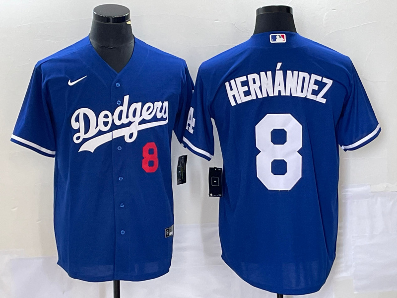 Personalized Men’s Los Angeles Dodgers #8 Enrique Hernandez Blue Cool Base Stitched Jersey