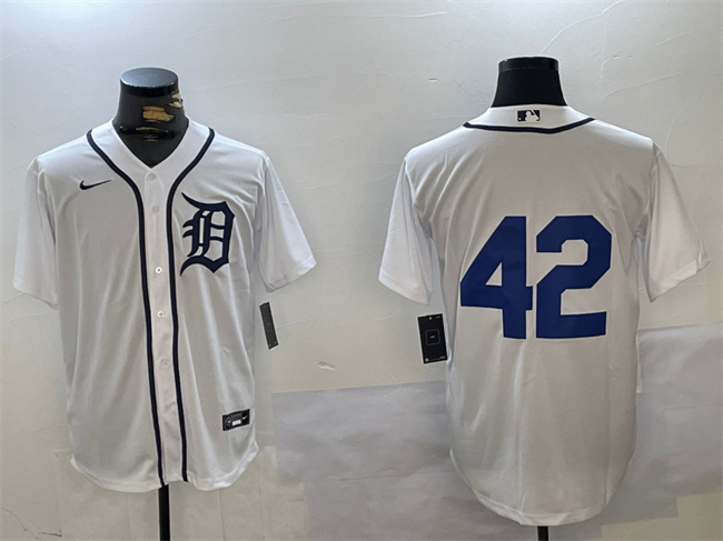 Personalized Men’s Detroit Tigers #42 Jackie Robinson White Cool Base Stitched Baseball Jersey