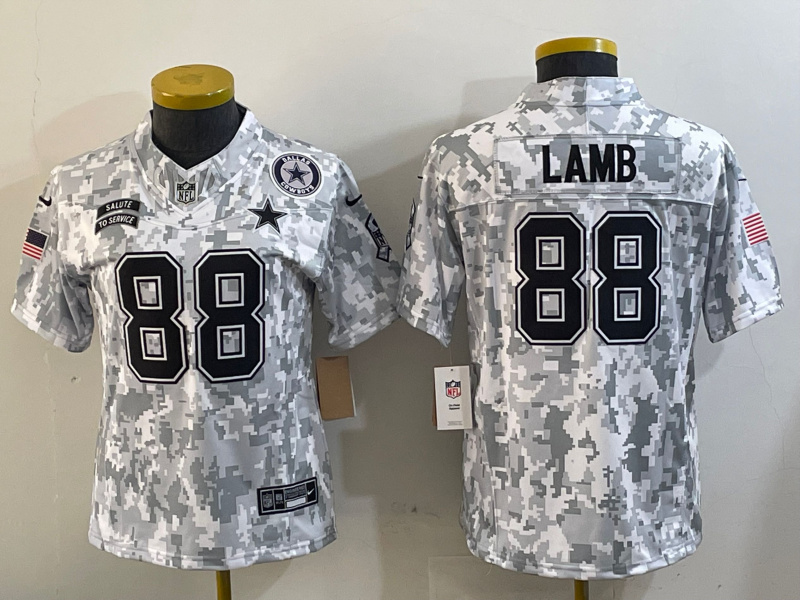 Personalized Youth Dallas Cowboys #88 CeeDee Lamb 2024 F.U.S.E Arctic Camo Salute To Service Limited Stitched Football Jersey