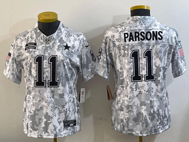 Personalized Youth Dallas Cowboys #11 Micah Parsons 2024 F.U.S.E Arctic Camo Salute To Service Limited Stitched Football Jerseys