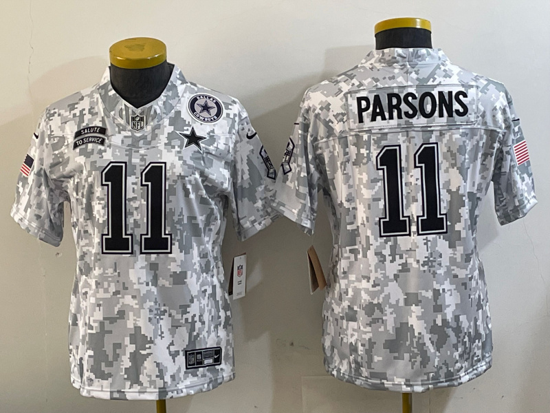 Personalized Youth Dallas Cowboys #11 Micah Parsons 2024 F.U.S.E Arctic Camo Salute To Service Limited Stitched Football Jerseys