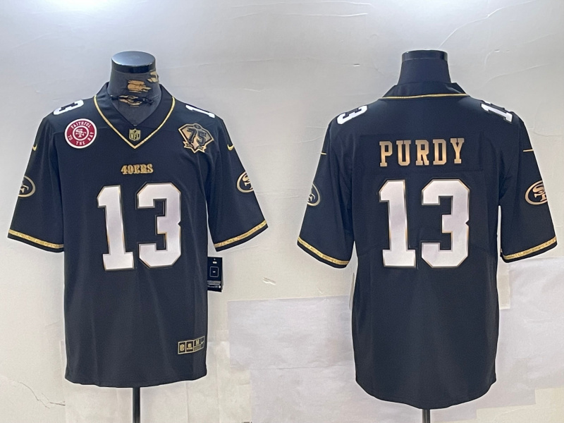 Personalized Men’s San Francisco 49ers #13 Brock Purdy Black Patch Limited Stitched Football Jerseys