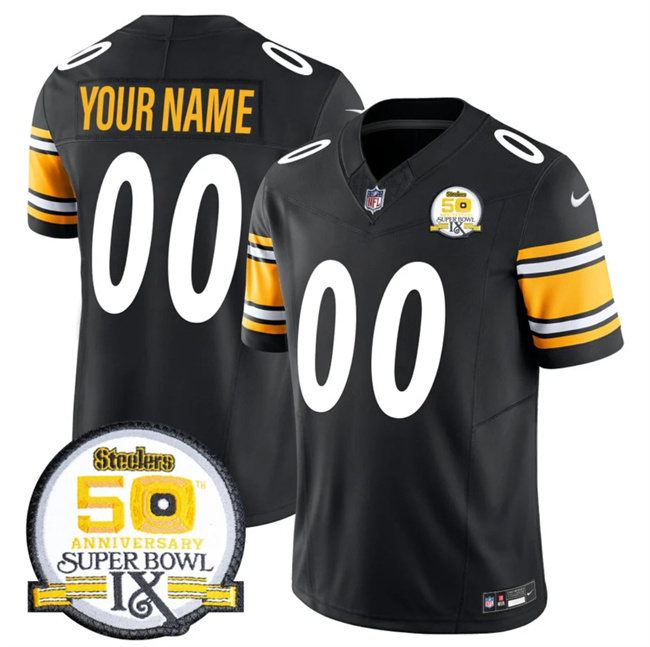 Personalized Men’s Pittsburgh Steelers Active Player Black 2024 F.U.S.E. 50th Anniversary Of Super Bowl IX Alternate Untouchable Limited Stitched Jersey