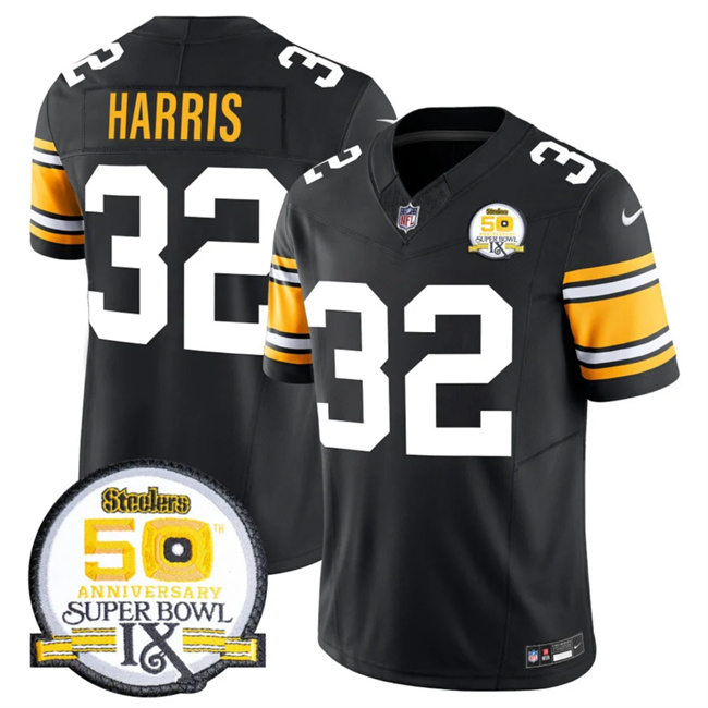 Personalized Men’s Pittsburgh Steelers #32 Franco Harris Black 2024 F.U.S.E. 50th Anniversary Of Super Bowl IX Untouchable Limited Stitched Jersey