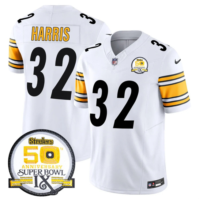 Personalized Men’s Pittsburgh Steelers #32 Franco Harris White 2024 F.U.S.E. 50th Anniversary Of Super Bowl IX Alternate Untouchable Limited Stitched Jersey