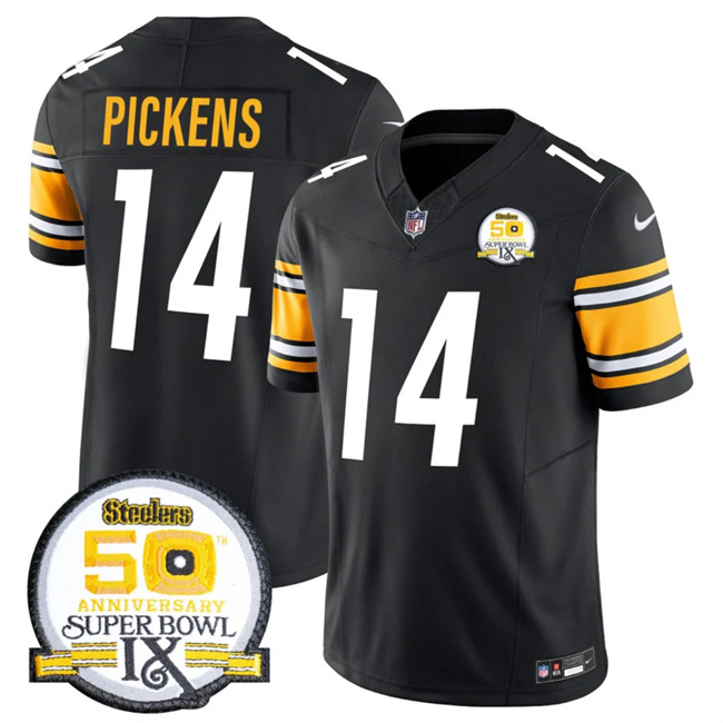 Personalized Men’s Pittsburgh Steelers #14 George Pickens Black 2024 F.U.S.E. 50th Anniversary Of Super Bowl IX Alternate Untouchable Limited Stitched Jersey