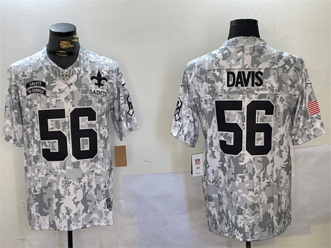 Personalized Men’s New Orleans Saints #56 Demario Davis 2024 F.U.S.E Arctic Camo Salute To Service Limited Stitched Football Jersey