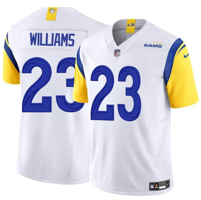 Personalized Men’s Los Angeles Rams #23 Kyren Williams White 2024 Untouchable Stitched Football Jersey