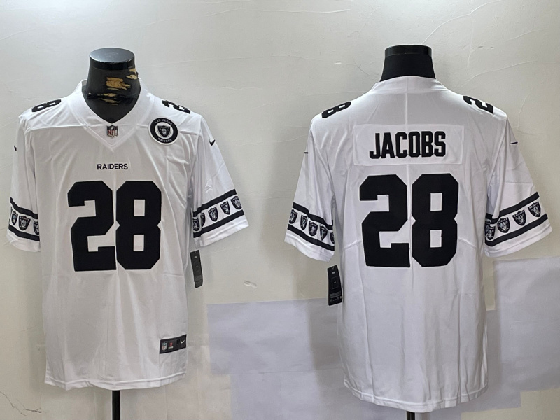 Personalized Men’s Las Vegas Raiders #28 Josh Jacobs White Limited Stitched Jersey