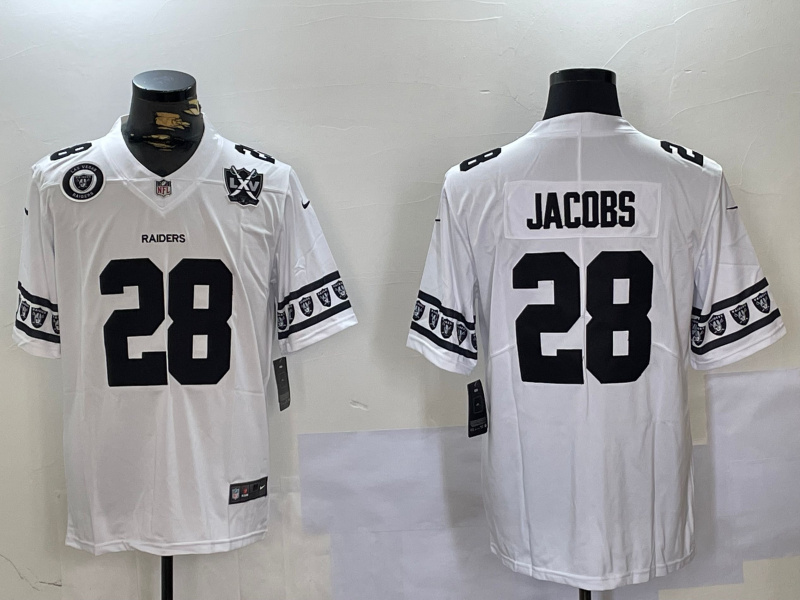 Personalized Men’s Las Vegas Raiders #28 Josh Jacobs White Limited Stitched Jerseys