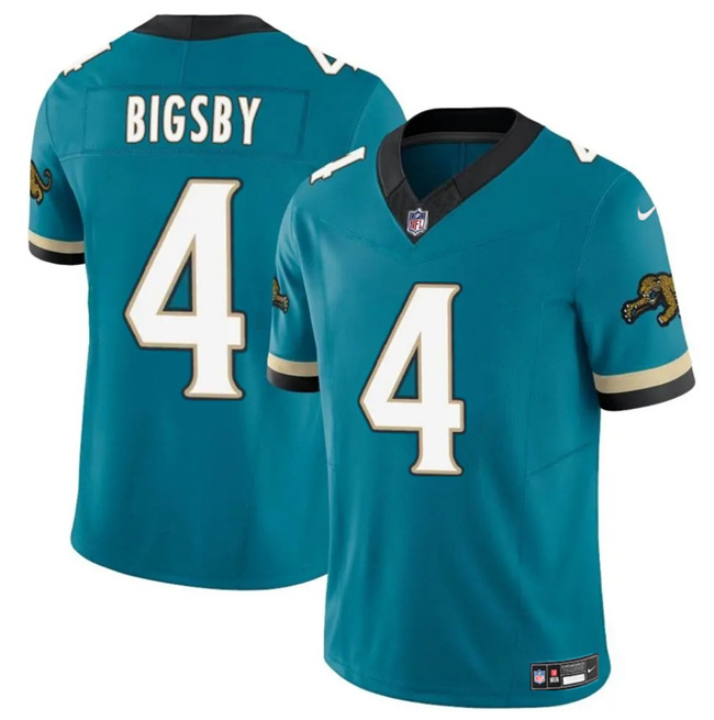 Personalized Men’s Jacksonville Jaguars #4 Tank Bigsby Teal 2024 F.U.S.E. Prowler Throwback Limited Stitched Football Jersey