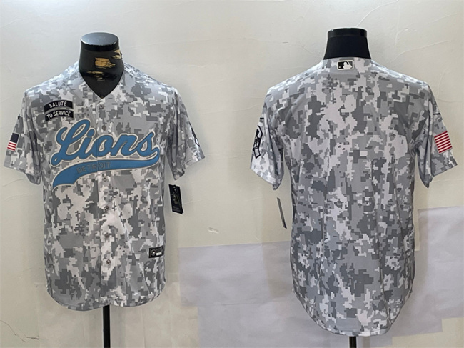 Personalized Men’s Detroit Lions Blank 2024 Arctic Camo Salute To Service Stitched Baseball Jersey