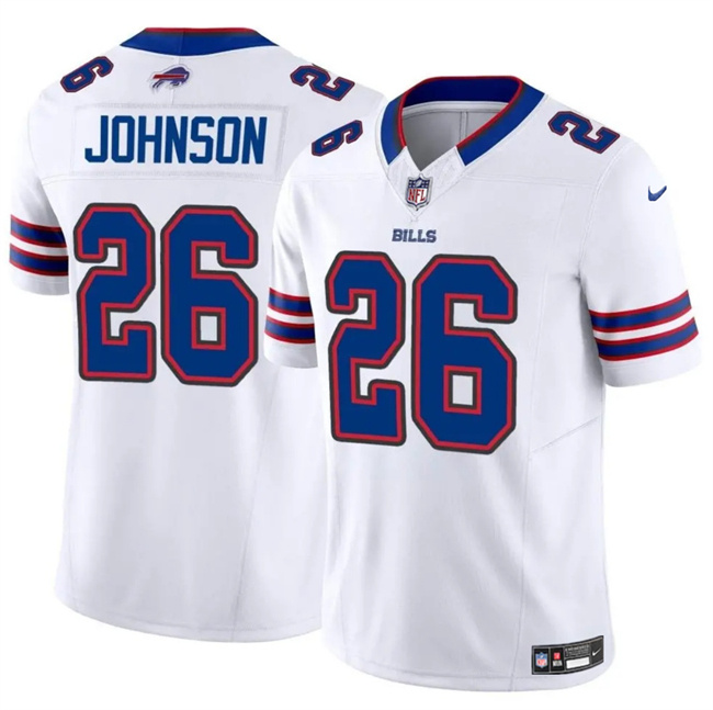 Personalized Men’s Buffalo Bills #26 Ty Johnson White 2024 F.U.S.E. Untouchable Limited Stitched Football Jersey