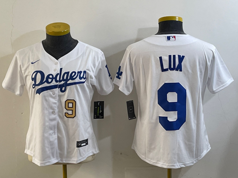 Personalized Women’s Los Angeles Dodgers #9 lux White Cool Base Stitched Baseball Jersey