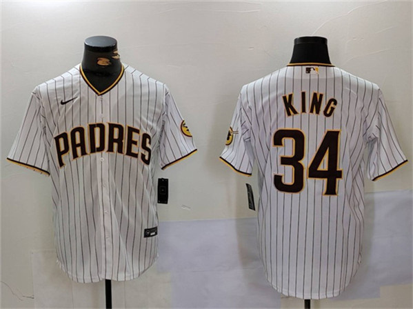 Personalized Men’s San Diego Padres #34 Michael King White Cool Base Stitched Baseball Jersey