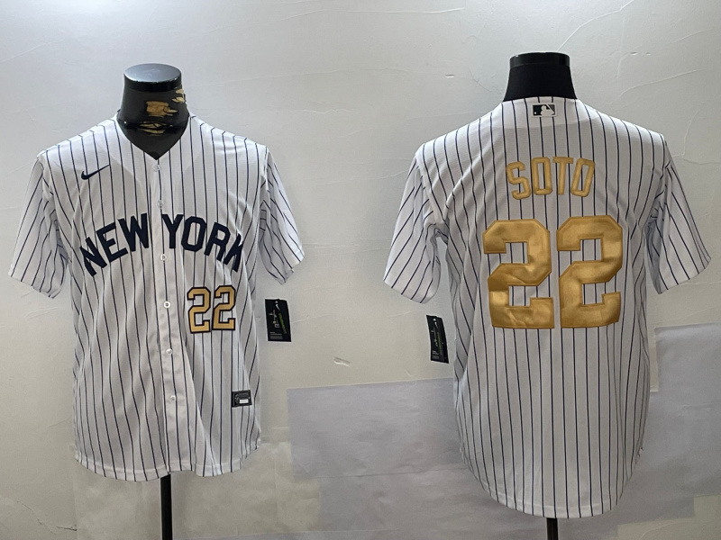 Personalized Men’s New York Yankees #22 Juan Soto White Pinstripe Fashion Cool Base Jerseys