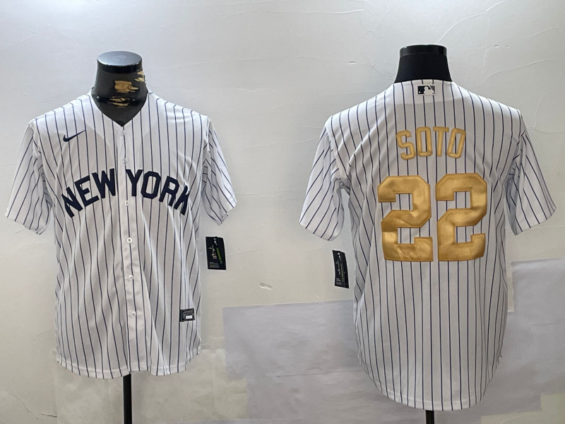 Personalized Men’s New York Yankees #22 Juan Soto White Pinstripe Fashion Cool Base Jerseys