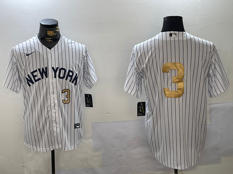 Personalized Men’s New York Yankees #3 Babe Ruth White Pinstripe Without Name Fashion Cool Base Jerseys