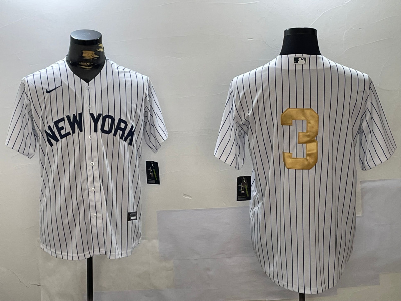 Personalized Men’s New York Yankees #3 Babe Ruth White Pinstripe Without Name Fashion Cool Base Jerseys