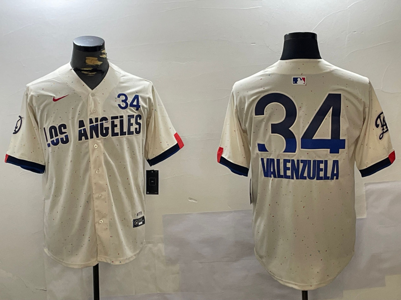 Personalized Los Angeles Dodgers #34 Fernando Valenzuela Authentic Collection Stitched MLB Jerseys