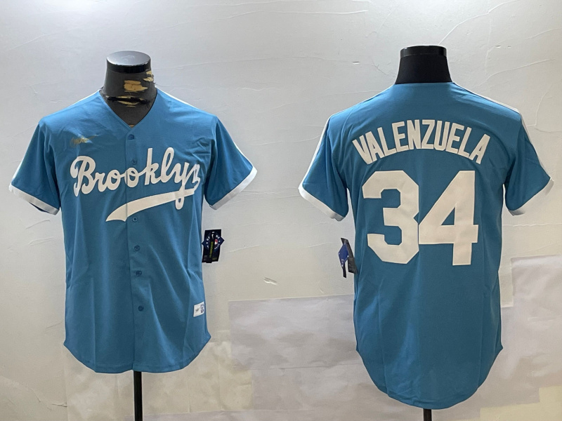 Personalized Los Angeles Dodgers #34 Fernando Valenzuela blue Authentic Collection Stitched MLB Jersey