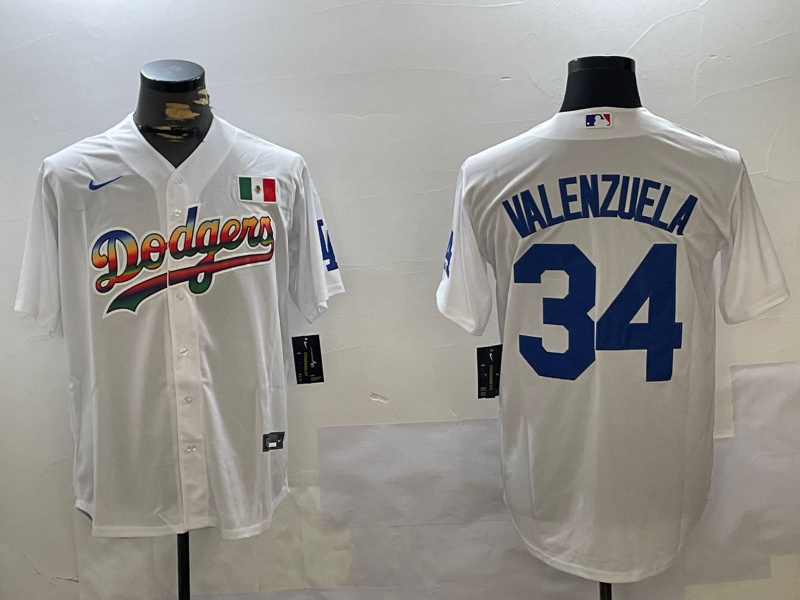 Personalized Los Angeles Dodgers #34 Fernando Valenzuela white Authentic Collection Stitched MLB Jersey