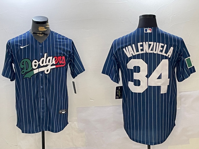 Personalized Los Angeles Dodgers #34 Fernando Valenzuela blue Authentic Collection Stitched MLB Jerseys