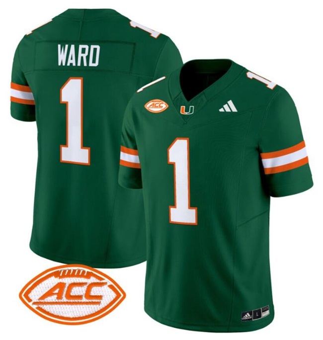 Personalized Men’s Miami Hurricanes #1 Cam Ward Green F.U.S.E Stitched Jerseys