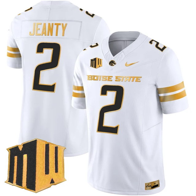 Personalized Men’s Boise State Broncos 2024 Gold Limited White Jersey