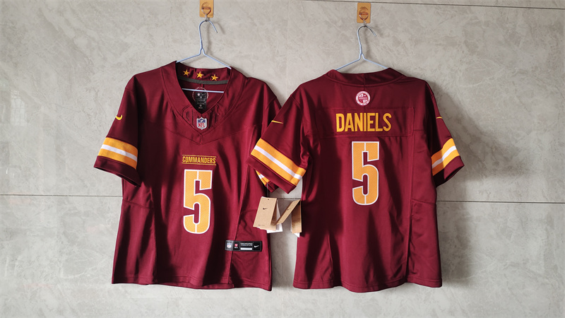 Personalized Women’s Washington Commanders #5 Jayden Daniels Burgundy 2024 F.U.S.E. Draft Stitched Jersey(Run Small)