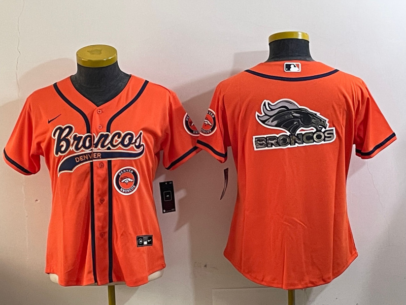 Personalized Women’s Denver Broncos big logoorange Cool Base Stitched Baseball Jerseys