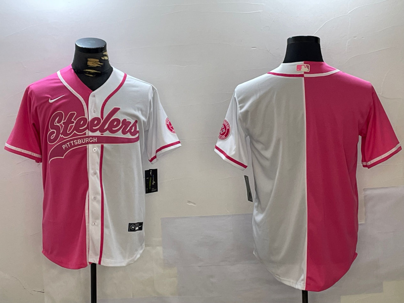 Personalized Men’s Pittsburgh Steelers Blank 2024 Arctic Red White Salute To Service Stitched Baseball Jersey