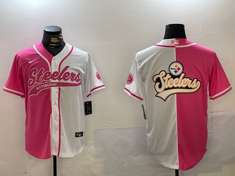Personalized Men’s Pittsburgh Steelers Big Logo 2024 Arctic Red White Salute To Service Stitched Baseball Jersey