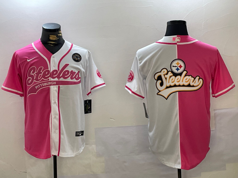 Personalized Men’s Pittsburgh Steelers Big Logo 2024 Arctic Red White Salute To Service Stitched Baseball Jerseys