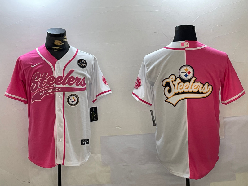 Personalized Men’s Pittsburgh Steelers Big Logo 2024 Arctic Red White Salute To Service Stitched Baseball Jerseys