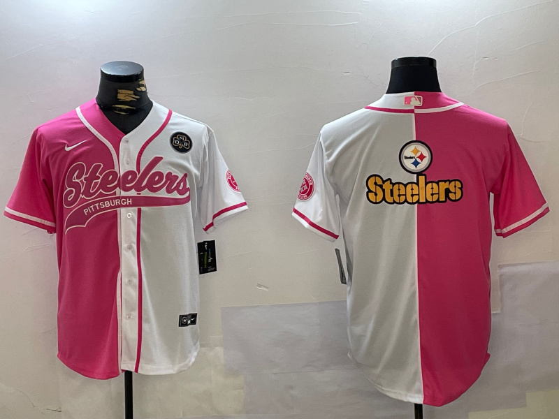 Personalized Men’s Pittsburgh Steelers Big Logo 2024 Arctic Red White Salute To Service Stitched Baseball Jerseys
