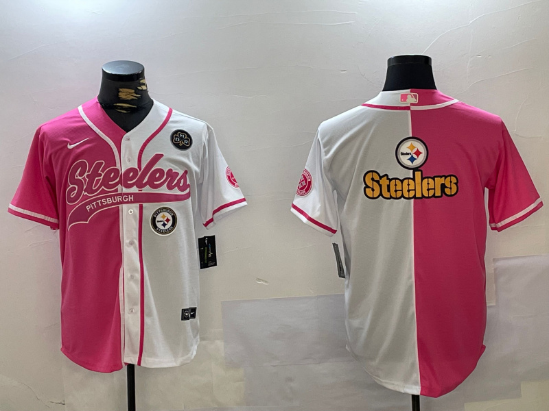 Personalized Men’s Pittsburgh Steelers Big Logo 2024 Arctic Red White Salute To Service Stitched Baseball Jerseys