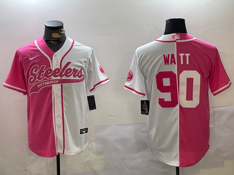Personalized Men’s Pittsburgh Steelers #90 T.J. Watt 2024 Arctic Red White Salute To Service Stitched Baseball Jerseys