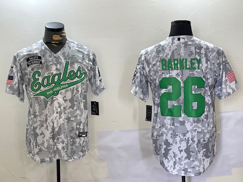 Personalized Men’s Philadelphia Eagles #26 Saquon Barkley Camo Salute To Service Limited Stitched Jersey