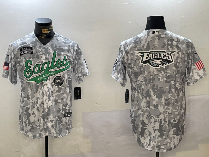 Personalized Men’s Philadelphia Eagles big logo 2024 F.U.S.E Arctic Camo Salute To Service Limited Stitched Jerseys