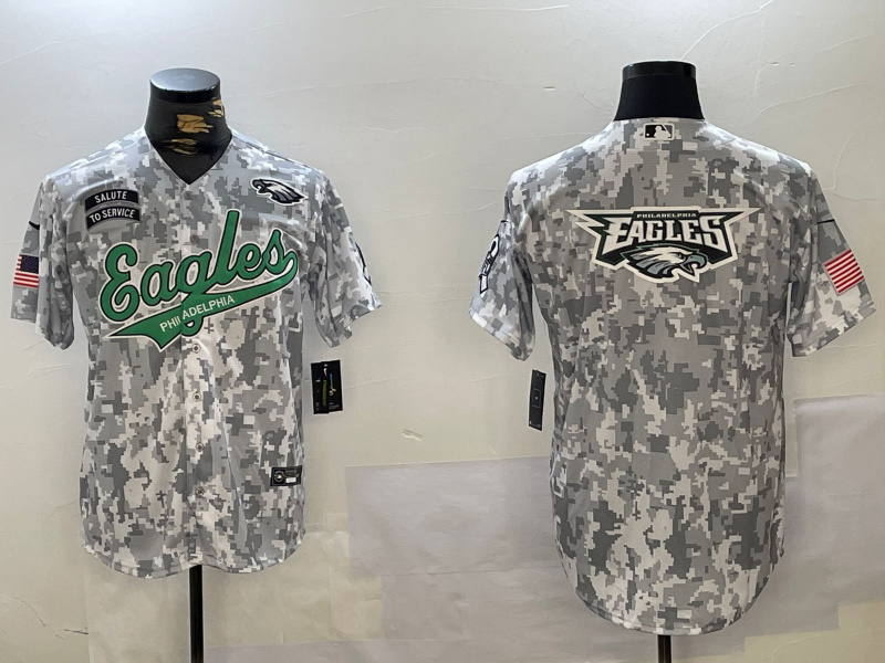Personalized Men’s Philadelphia Eagles big logo 2024 F.U.S.E Arctic Camo Salute To Service Limited Stitched Jerseys