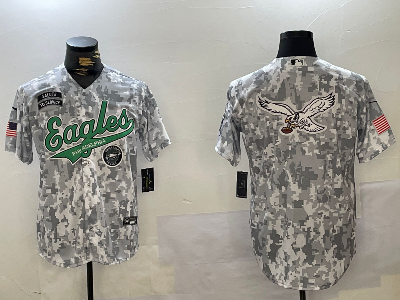 Personalized Men’s Philadelphia Eagles big logo 2024 F.U.S.E Arctic Camo Salute To Service Limited Stitched Jerseys