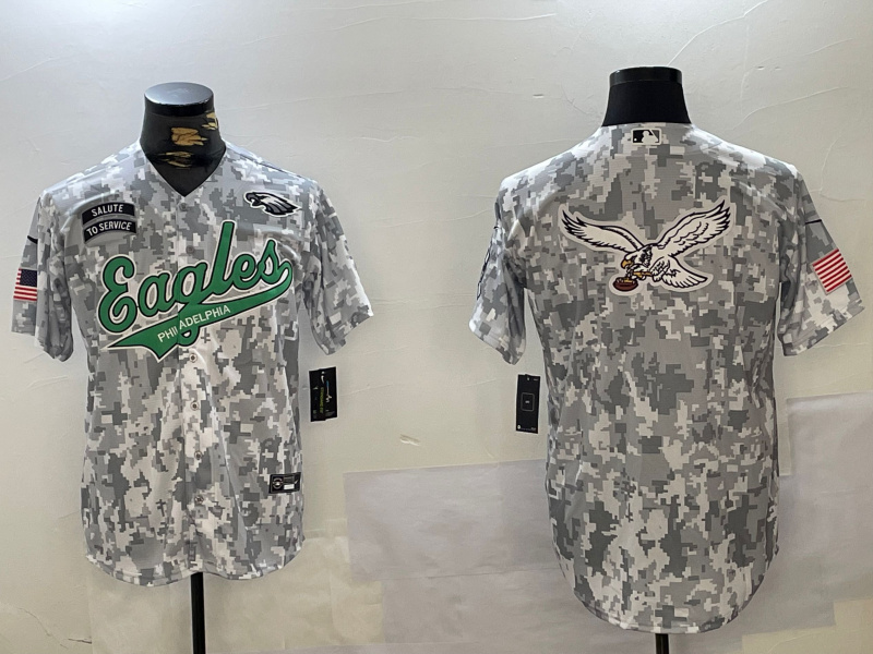 Personalized Men’s Philadelphia Eagles big logo 2024 F.U.S.E Arctic Camo Salute To Service Limited Stitched Jerseys