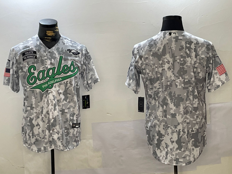 Personalized Men’s Philadelphia Eagles big logo 2024 F.U.S.E Arctic Camo Salute To Service Limited Stitched Jerseys