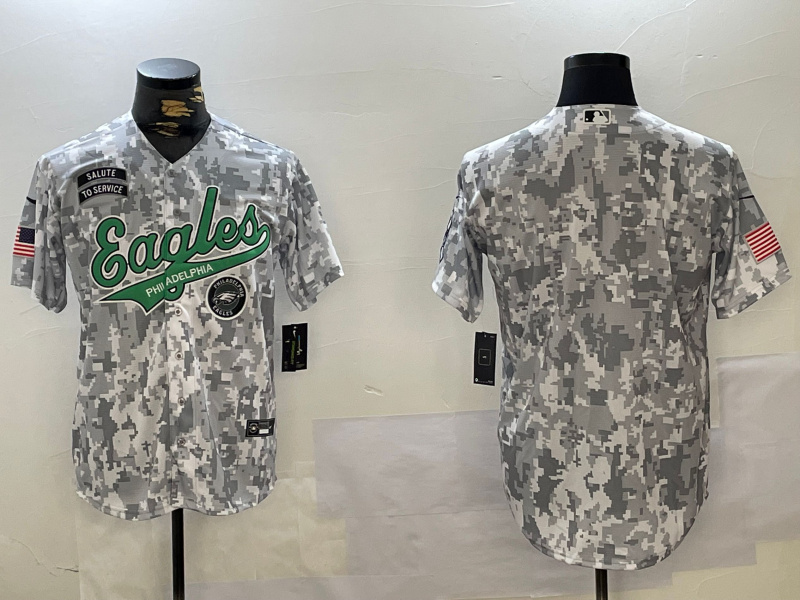 Personalized Men’s Philadelphia Eagles big logo 2024 F.U.S.E Arctic Camo Salute To Service Limited Stitched Jerseys