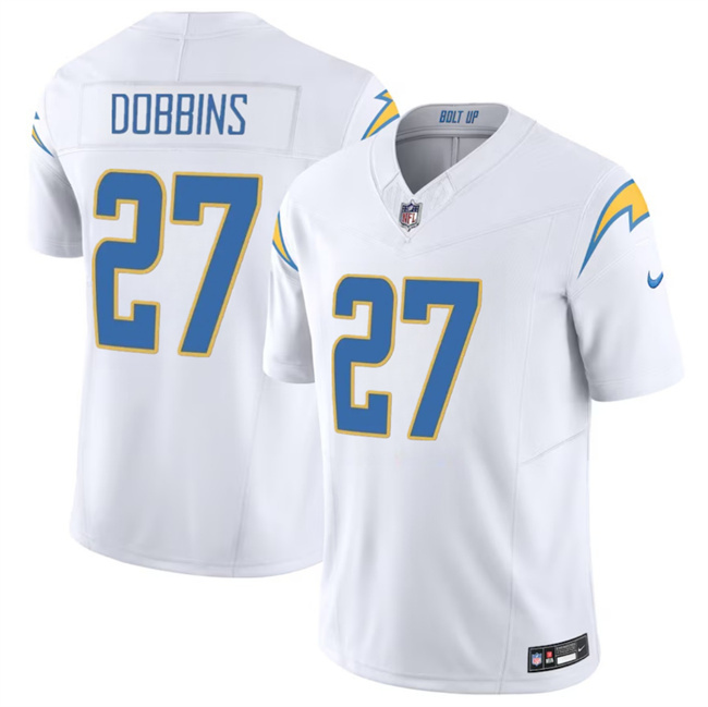 Personalized Men’s Los Angeles Chargers #27 J.K. Dobbins White 2024 F.U.S.E Limited Stitched Football Jersey